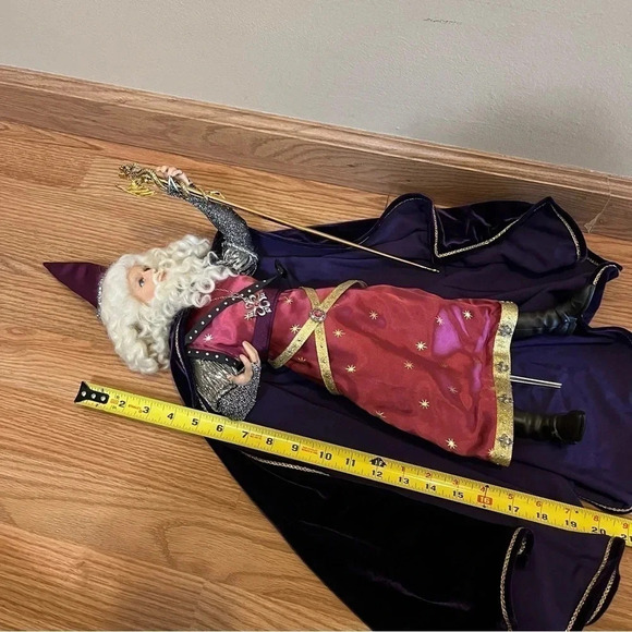Franklin Mint Merlin Magician Wizard Camelot Series Porcelain Doll Hat Staff - Picture 9 of 12